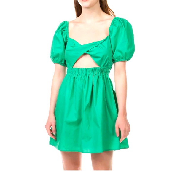 🔴 CLEARANCE PUFF SLEEVE CUTOUT SKATER DRESS NWT SZ MEDIUM - Picture 3 of 3